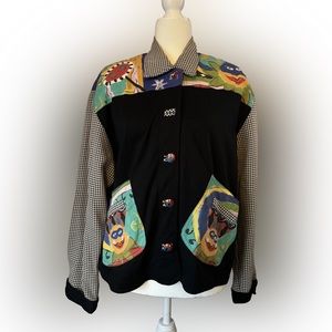 Rare & Unique Designs Atlanta Handprinted 100% Cotton Monsters Cardigan s Medium